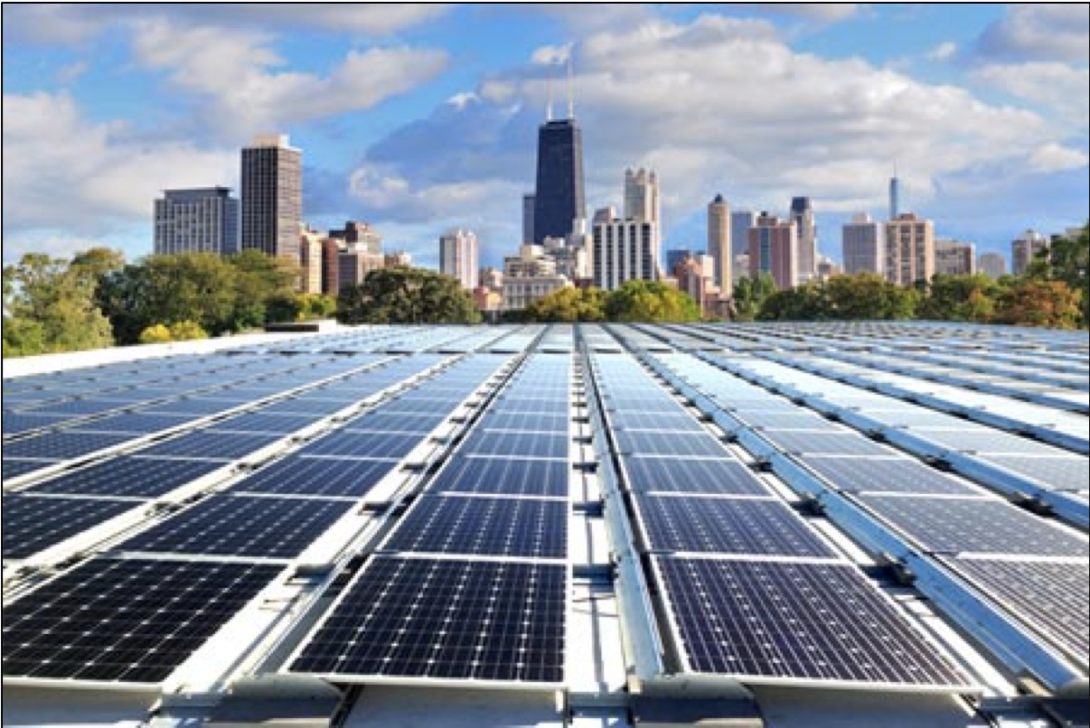 Chicago skyline solar panels